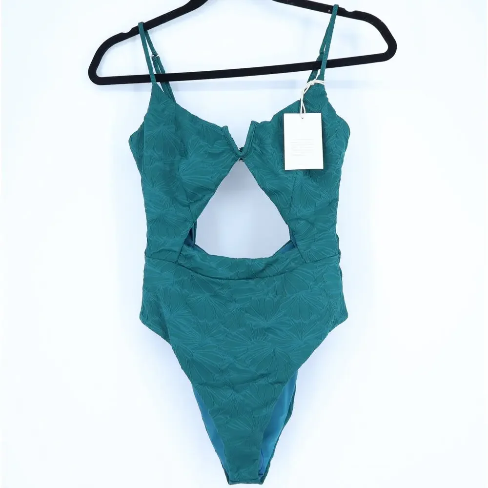 TULAROSA Callista One Piece Hunter Green NWT Cut Out High Thigh Women's S - Picture 2 of 11